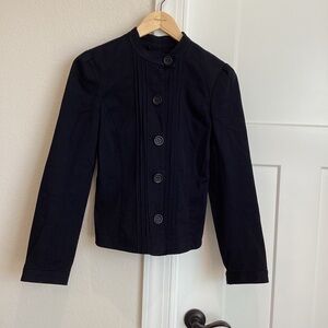 Kenneth Cole High-Neck Blazer Jacket Size 6 Navy Like-New